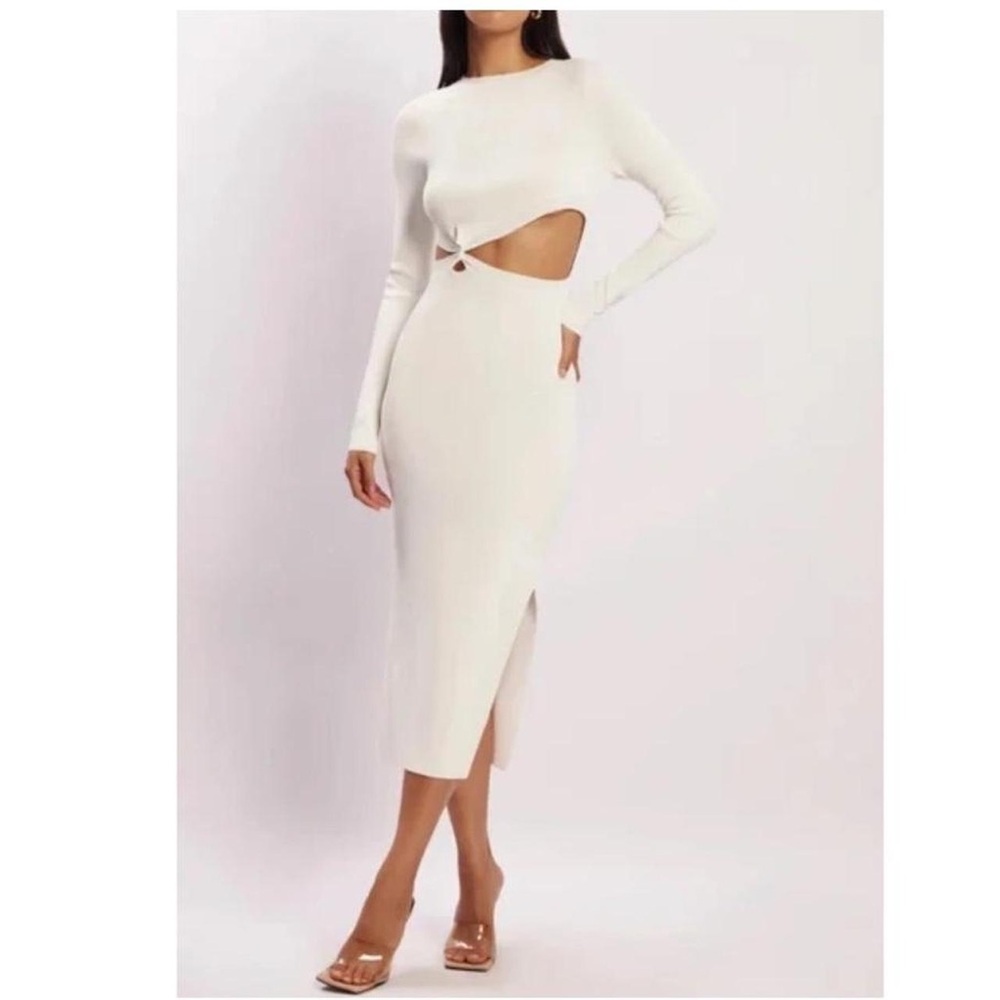 Meshki White Mila Twist Cut-Out Dress